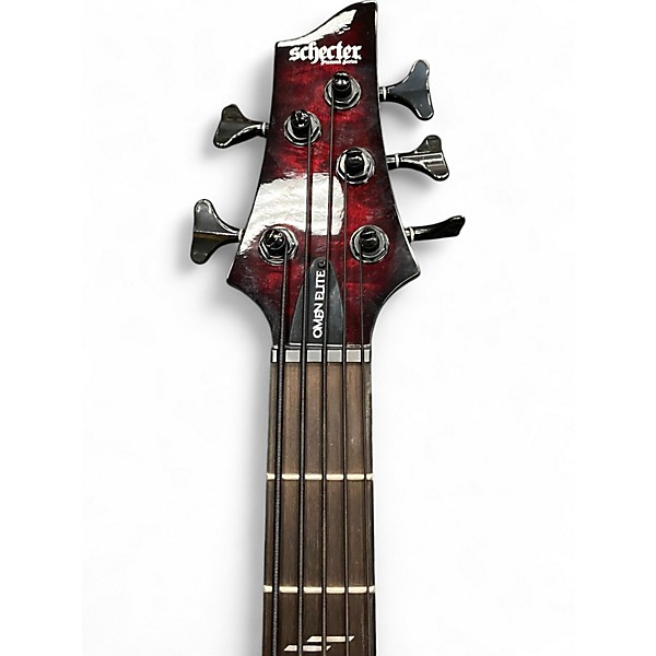 Used Schecter Guitar Research Omen Elite 5 Crimson Burst Electric Bass Guitar