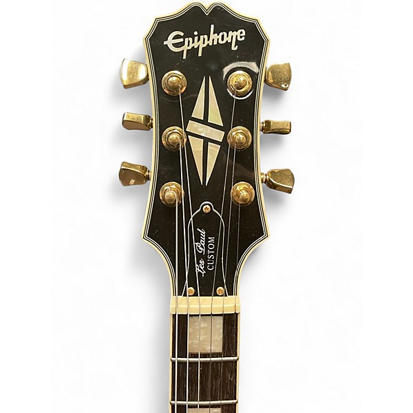 Used Epiphone Les Paul Custom Black and Gold Solid Body Electric Guitar