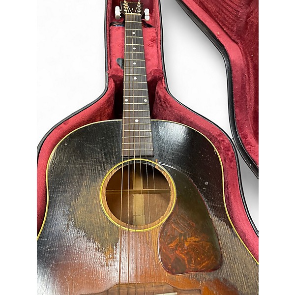 Vintage 1950s Gibson J45 Standard 2 Color Sunburst Acoustic Electric Guitar