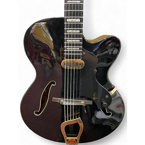Used Hagstrom HL 550 Black and Gold Hollow Body Electric Guitar