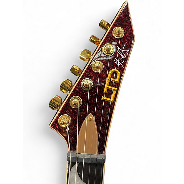 Used Esp Ltd Kirk Hammett Signature KH-V RED SPARKLE Solid Body Electric Guitar