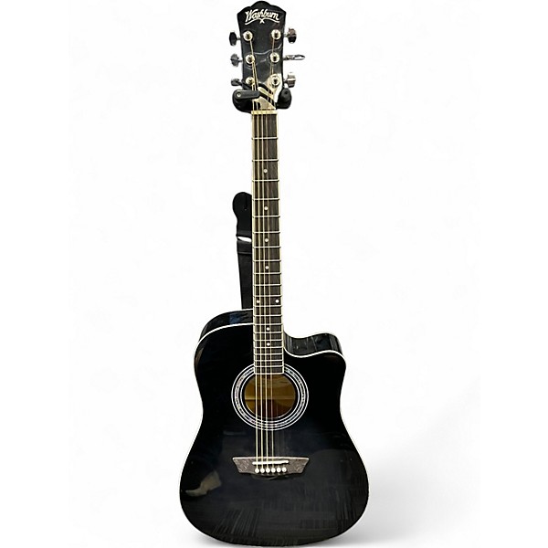 Used Washburn WA90CE Trans Black Acoustic Electric Guitar