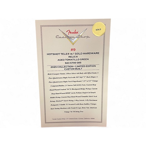 Used Fender CUSTOM SHOP HOTSHOT TELECASTOR AGED TOMATILLO GREEN Solid Body Electric Guitar