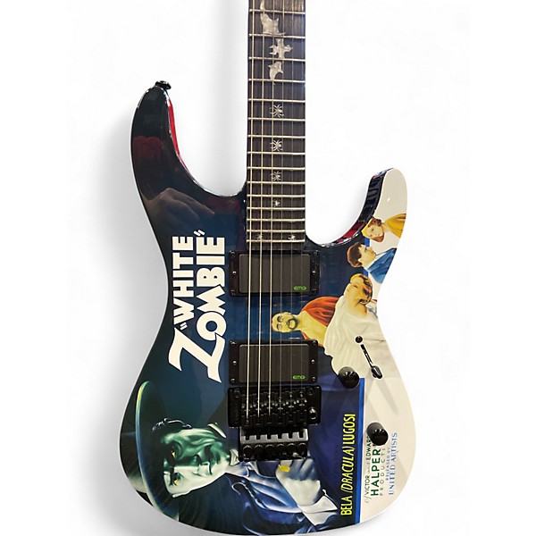 Used ESP LTD Kirk Hammett Signature White Zombie Custom Graphic Solid Body Electric Guitar
