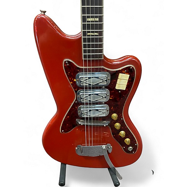Vintage 1967 Silvertone 1488 Red Solid Body Electric Guitar