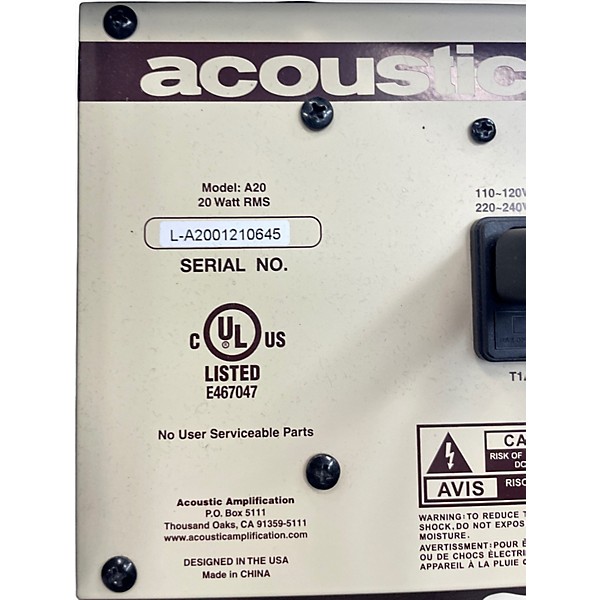 Used Acoustic A20 20W Acoustic Guitar Combo Amp