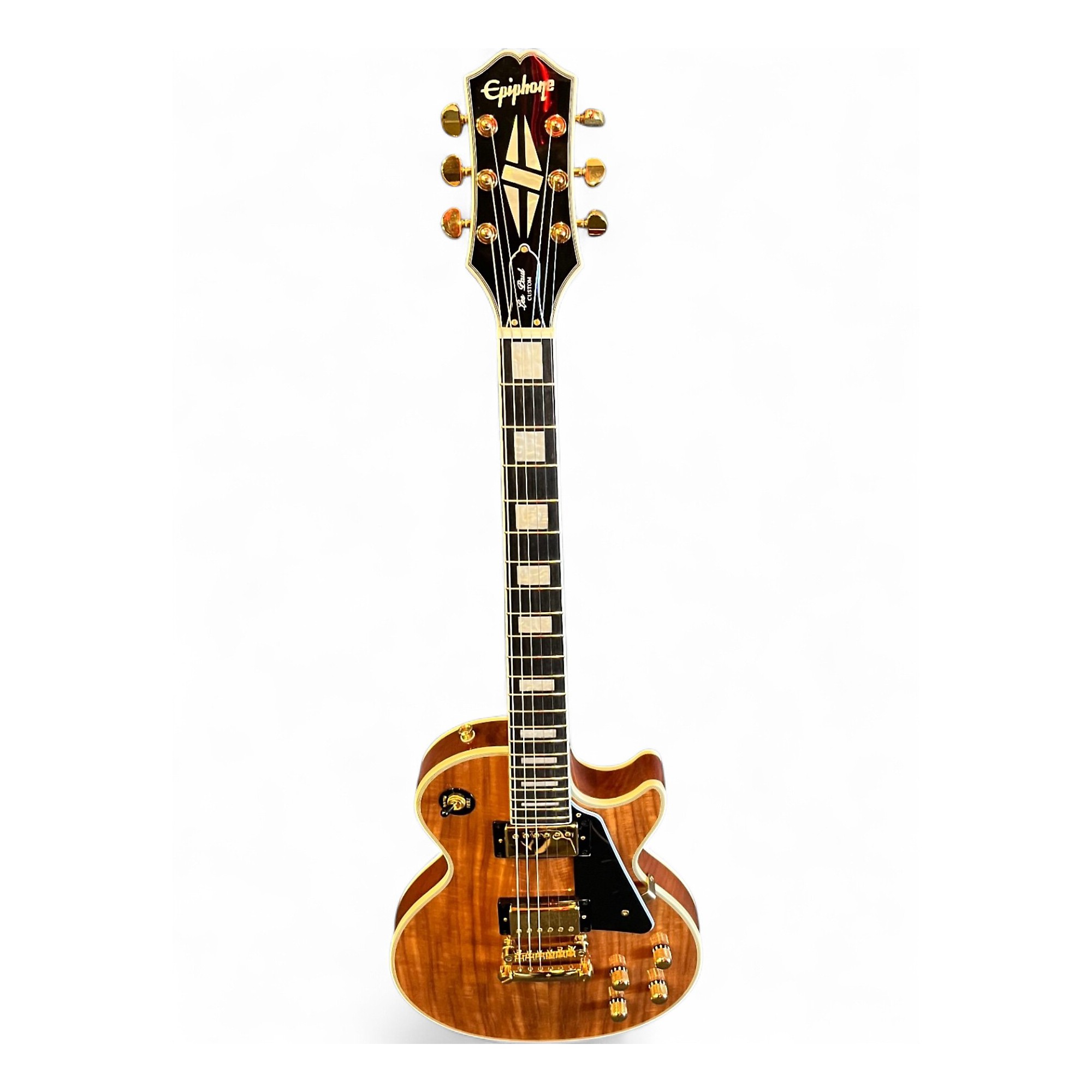 ギター Epiphone Les Paul Custom Koa Natural Epiphone Les Paul Custom Pro Koa Electric Guitar - Natural