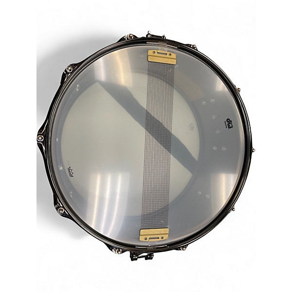 Used DW 14X6.5 Collector's Series Snare Satin Black Over Brass Snare Drum With Black Nickel Hardware Drum