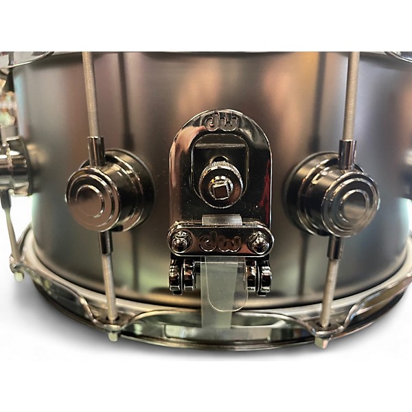 Used DW 14X6.5 Collector's Series Snare Satin Black Over Brass Snare Drum With Black Nickel Hardware Drum
