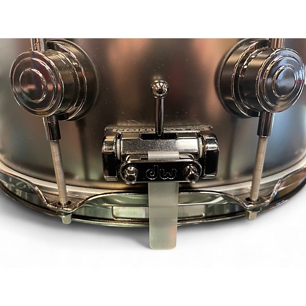 Used DW 14X6.5 Collector's Series Snare Satin Black Over Brass Snare Drum With Black Nickel Hardware Drum