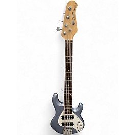 Used Sterling by Music Man Ray5 5 String Blue Electric Bass Guitar