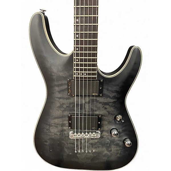 Used Schecter Guitar Research C1 Platinum Trans Black Solid Body Electric Guitar