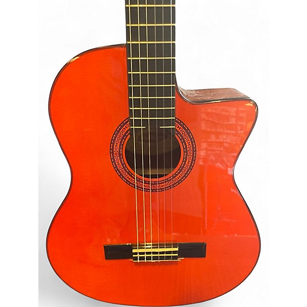 Used Washburn C5CE-A Trans Orange Classical Acoustic Electric Guitar