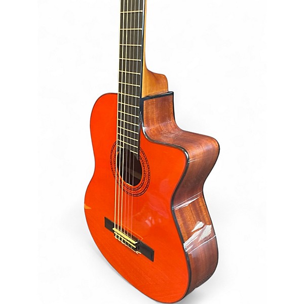 Used Washburn C5CE-A Trans Orange Classical Acoustic Electric Guitar