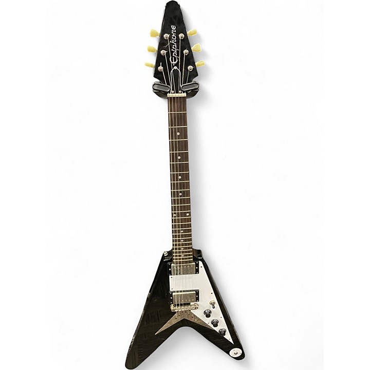 Used Epiphone 1958 Korina Flying V Black and White Solid