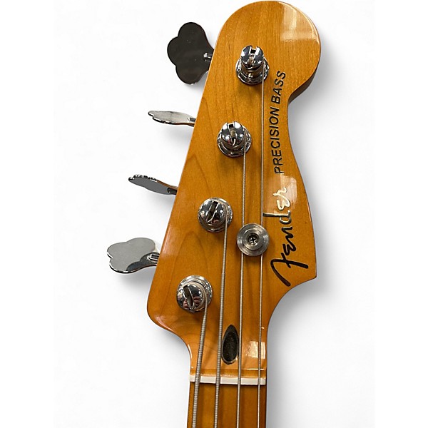 Used Fender Player Plus Active Precision Bass Black and White Electric Bass Guitar