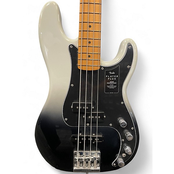 Used Fender Player Plus Active Precision Bass Black and White Electric Bass Guitar