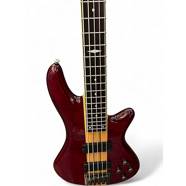 Used Schecter Guitar Research Diamond Series Elite 5 String Burgundy Electric Bass Guitar