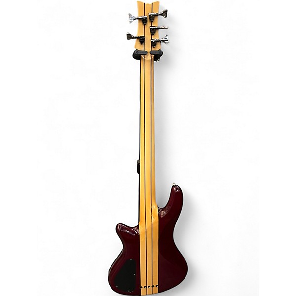 Used Schecter Guitar Research Diamond Series Elite 5 String Burgundy Electric Bass Guitar