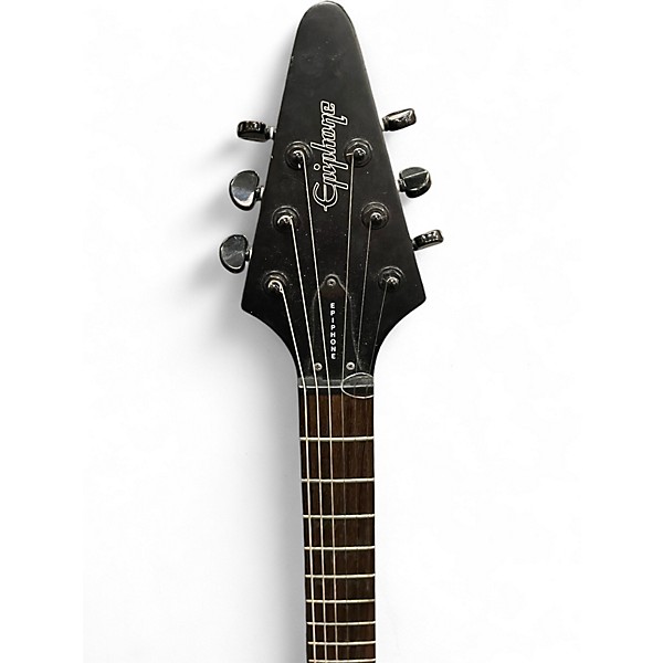 Used Epiphone 1958 Korina Flying V Black Solid Body Electric Guitar