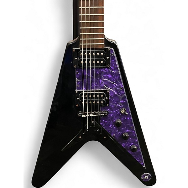 Used Epiphone 1958 Korina Flying V Black Solid Body Electric Guitar