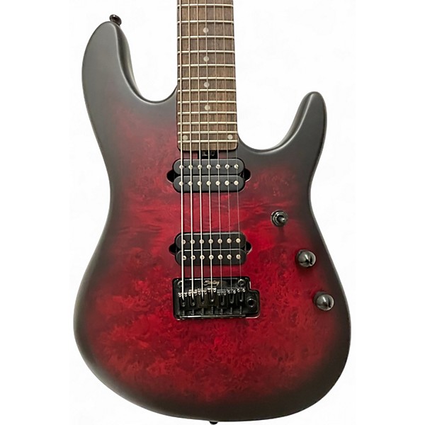 Used Sterling by Music Man CUTLASS JASON RICHARDSON 7 STRING Dark Scarlet Burst Satin Solid Body Electric Guitar