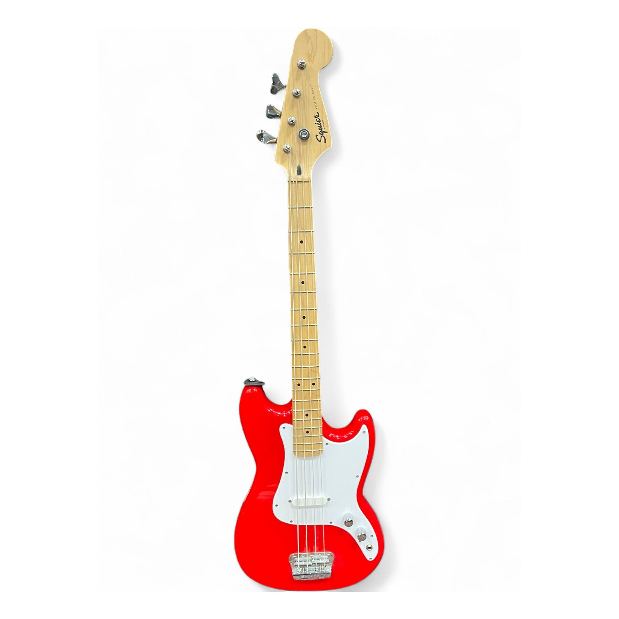 Used Squier Bronco Candy Apple Red Electric Bass Guitar