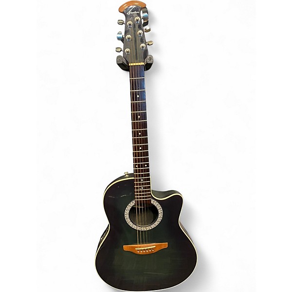 Used Ovation 1861AX-5 Standard Balladeer black green Acoustic Electric Guitar