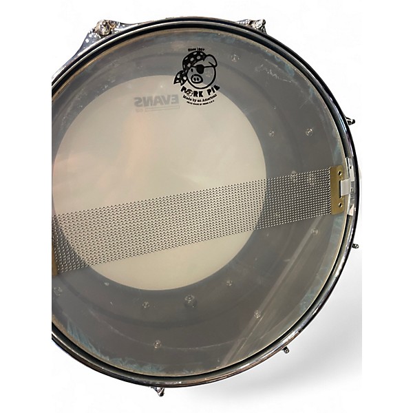 Used Pork Pie 7in Patina Brass 13in Blue Ghost Flames Drum