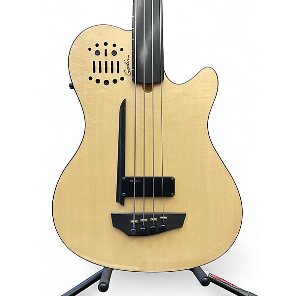 Used Godin a4 ultra fretless Natural Electric Bass Guitar