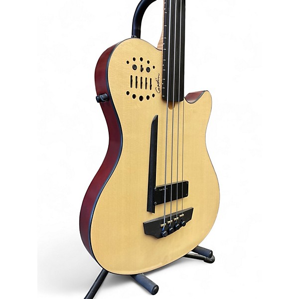 Used Godin a4 ultra fretless Natural Electric Bass Guitar