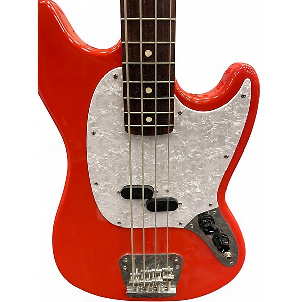Used Fender MIJ MUSTANG BASS Fiesta Red Electric Bass Guitar