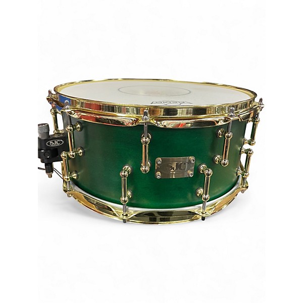 Used SJC 14X5.5 CUSTOM MAPLE GREEN & GOLD Drum