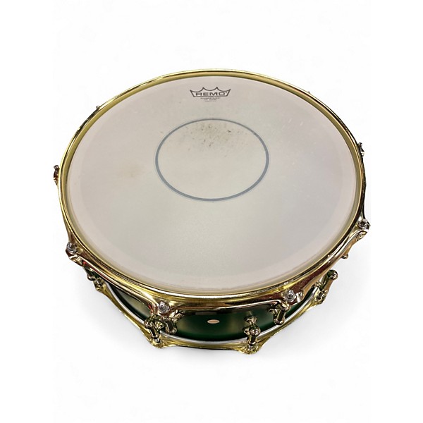 Used SJC 14X5.5 CUSTOM MAPLE GREEN & GOLD Drum