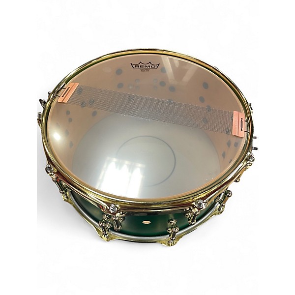 Used SJC 14X5.5 CUSTOM MAPLE GREEN & GOLD Drum