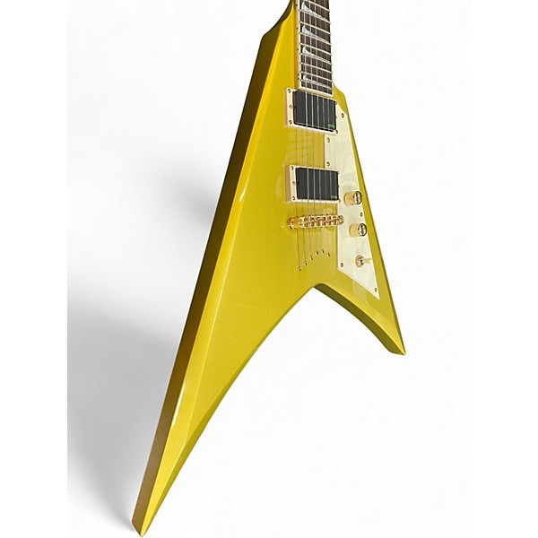 Used ESP LTD Kirk Hammett KH-V Metallic Gold Sparkle  Solid Body Electric Guitar