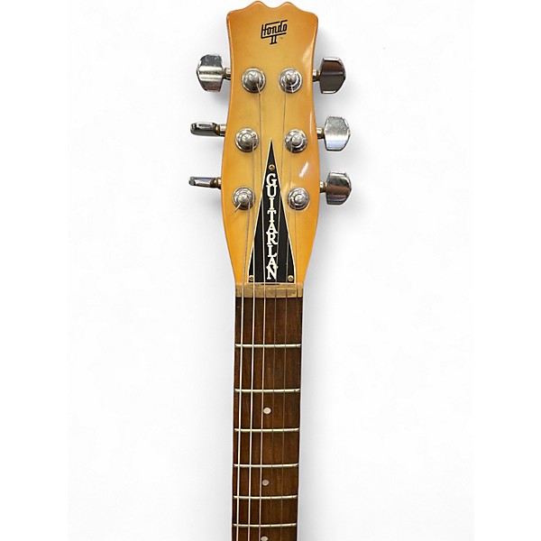Vintage 1970s Hondo guitarlan Yellow Solid Body Electric Guitar