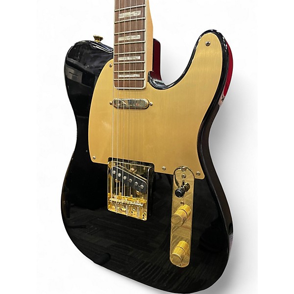 Used Squier TELECASTER 40TH ANNIVERSARY Black and Gold Solid Body Electric Guitar