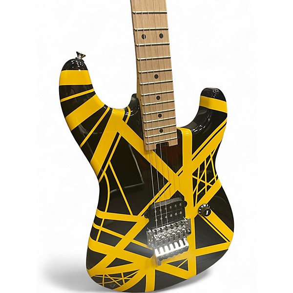 Used EVH Striped Series Black and Yellow Solid Body Electric Guitar