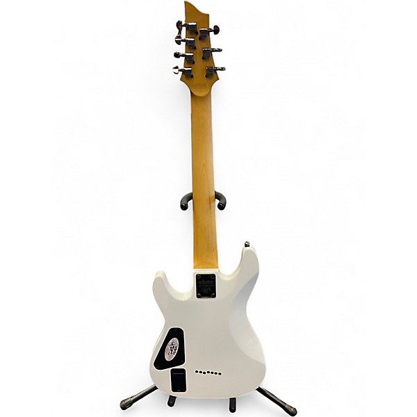 Used Schecter Guitar Research Demon 7 String White Solid Body Electric Guitar