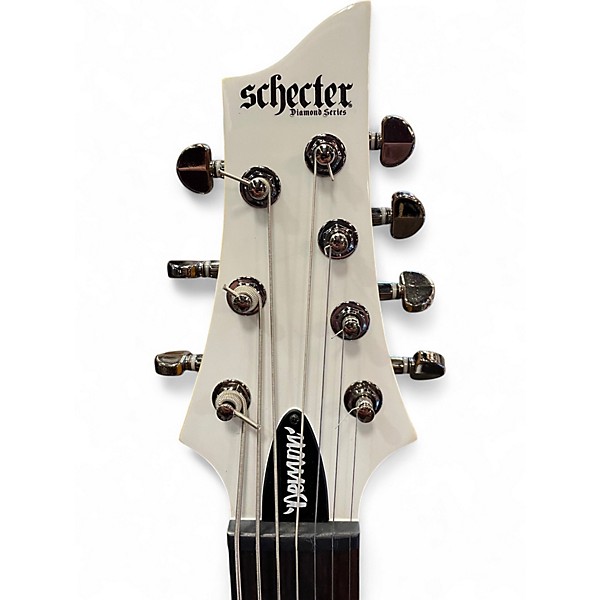 Used Schecter Guitar Research Demon 7 String White Solid Body Electric Guitar