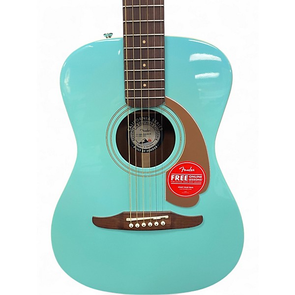 Used Fender MALIBU PLAYER  aqua teal Acoustic Electric Guitar