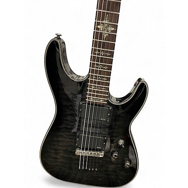 Used Schecter Guitar Research Damien Elite 6 Black Solid Body Electric Guitar
