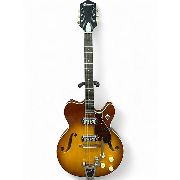Vintage 1960s Harmony H74 2 Color Sunburst Solid Body Electric Guitar