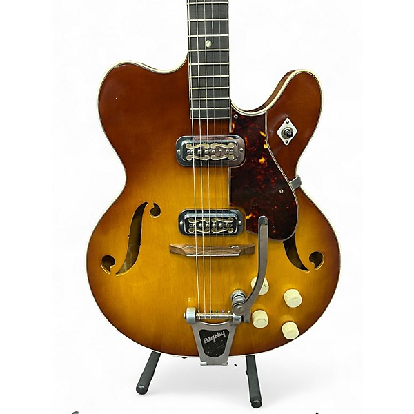 Vintage 1960s Harmony H74 2 Color Sunburst Solid Body Electric Guitar
