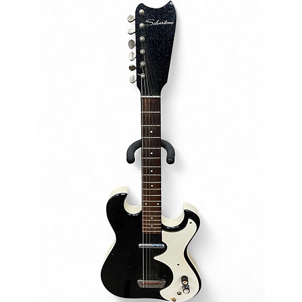 Vintage 1960s Silvertone 1448 and amp case black sparkle Solid Body Electric Guitar