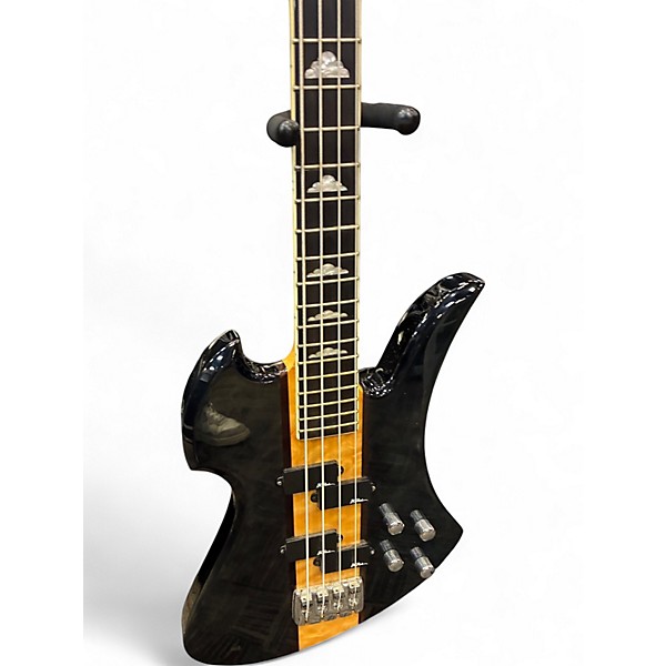 Used B.C. Rich Platinum Series Mockingbird Trans Black Electric Bass Guitar