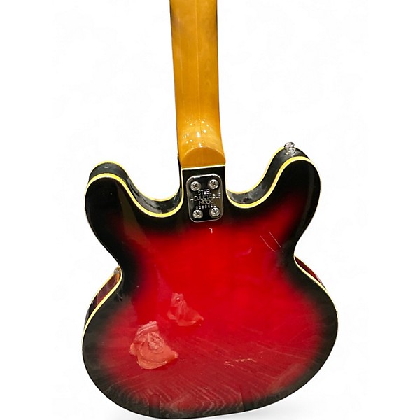 Vintage 1970s Univox 335 Candy Red Burst Hollow Body Electric Guitar