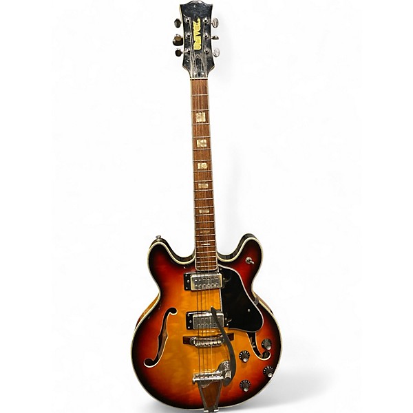 Vintage 1960s Univox Coily 2 Color Sunburst Hollow Body Electric Guitar
