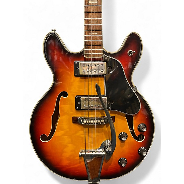 Vintage 1960s Univox Coily 2 Color Sunburst Hollow Body Electric Guitar